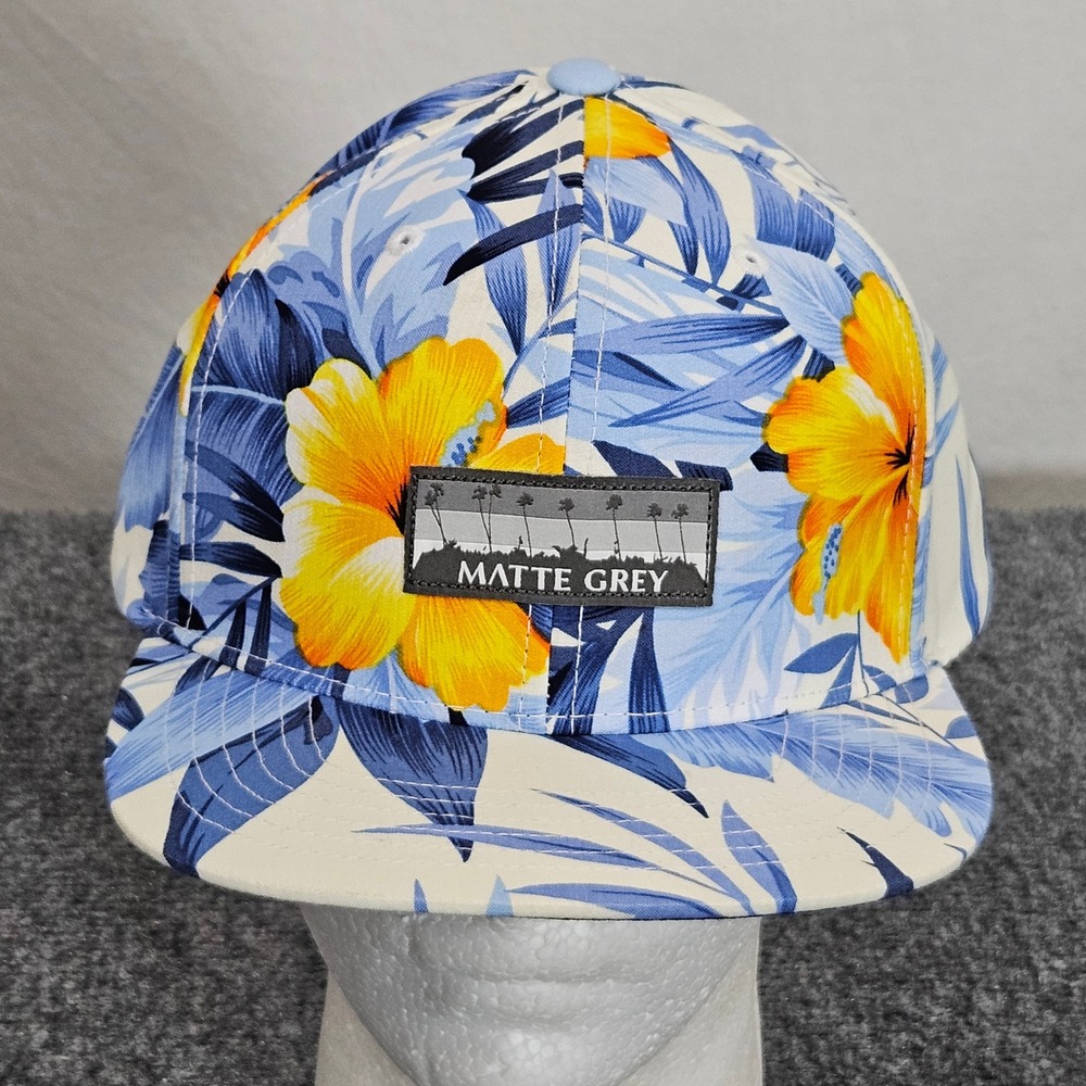 Matte Grey x Top of World Strapback Blue Yellow Floral Streetwear Hawaiian Skate